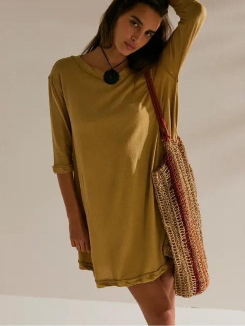 Free People Olive-Mustard Tunic Dress